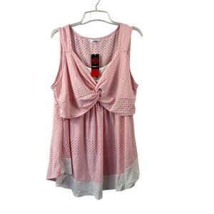Rosegal Women's Pink & White Sleeveless Top